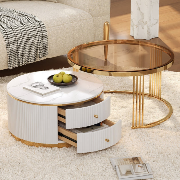 Streamdale Furniture Nesting Coffee Table Set White 3