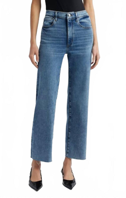 FRAME Le Sleek Straight Rowley Raw Fray Jeans Blue 28 2