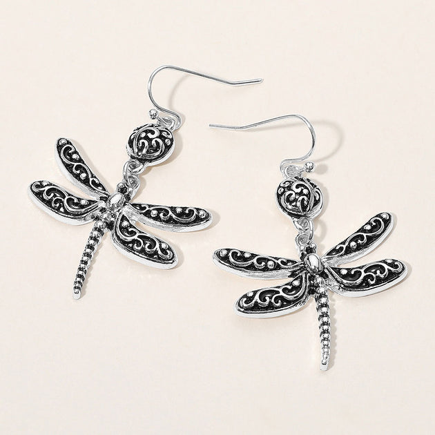 FASHNZFAB Dragonfly Dangle Earrings Silver 2