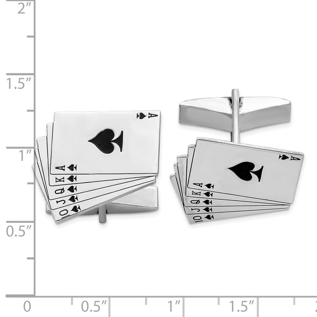 Diamond2Deal Royal Flush Cuff Links Silver 4