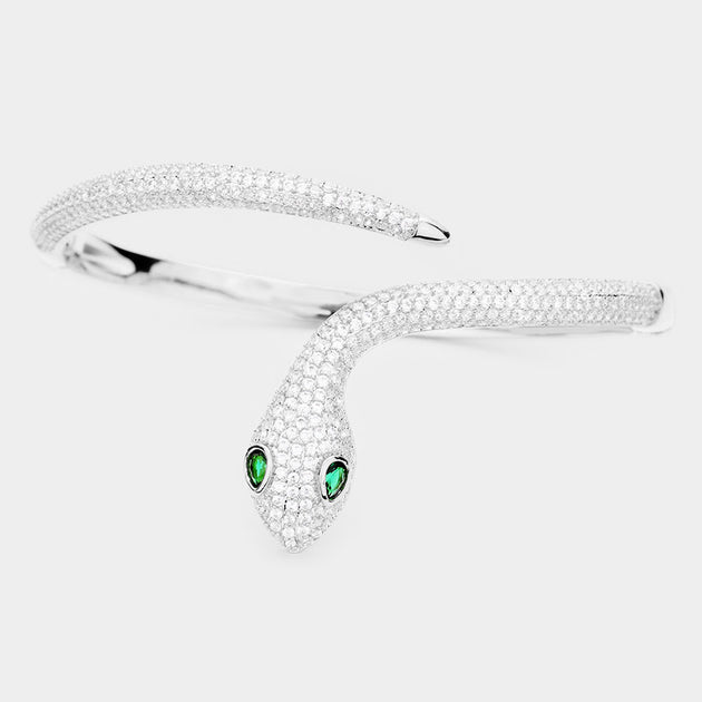 FASHNZFAB Snake Bracelet Silver Green One Size 3