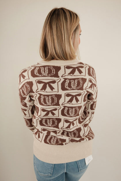 Daisy Tech Cowgirl's Lucky Day Knit Sweater Grey XLarge 3