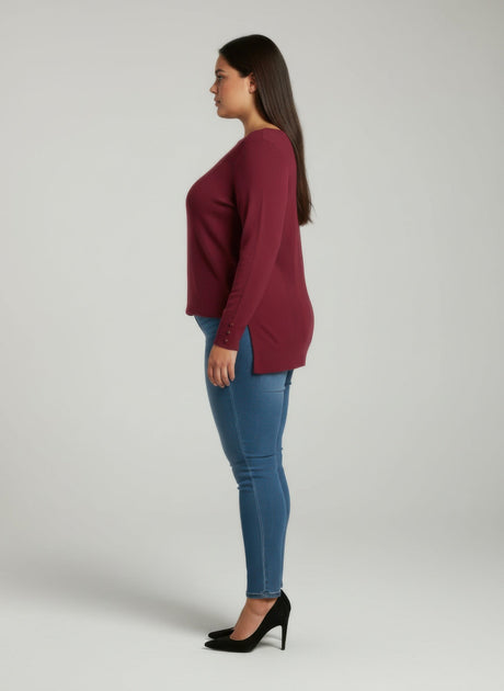 TRUEDAMES Long Sleeve Ribbed Knit Tunic Top Pink Large 3