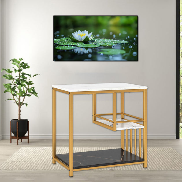 Hivvago 3-Tier Side Table Marble Gold 2