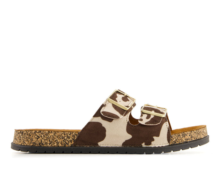 Andrea 36880 Cowhide Print Footbed Sandals Brown US 6 4