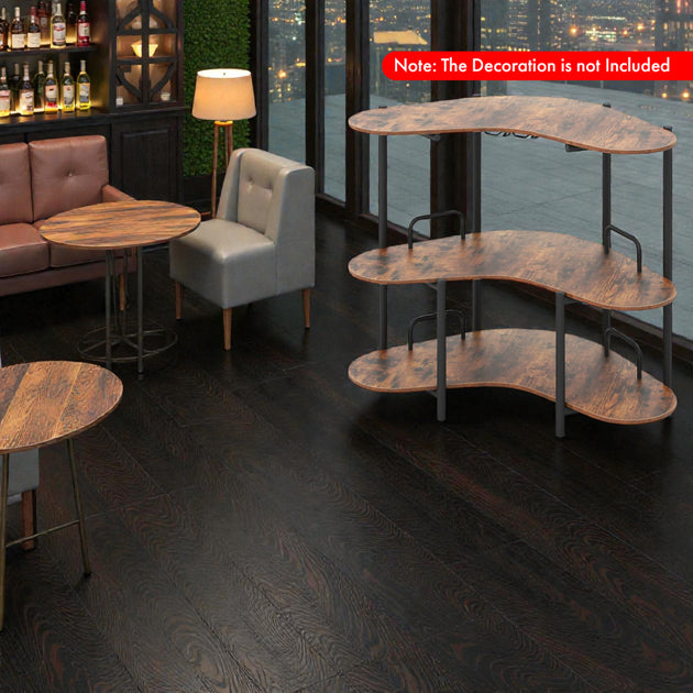 Hivvago Multi-Tier Bar Table Rustic Brown Black 4