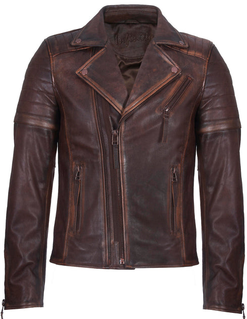 Infinity Mens Brando Style Cross Zip Leather Biker Jacket White XSmall 2