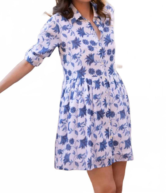 Oliphant Women's Long Sleeve Shirt Mini Dress Blue Medium 3