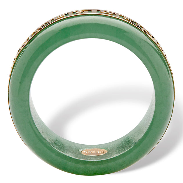 Palm Greek Key Ring Green Jade 14k Yellow Gold US 6 3