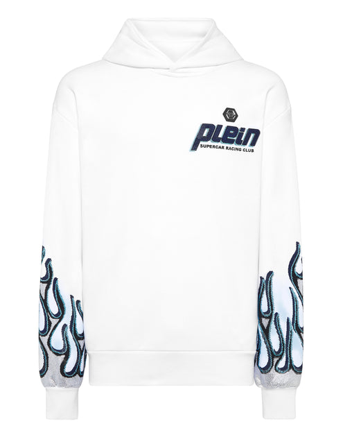 Philipp Plein Flame Racing Hoodie White Small 2