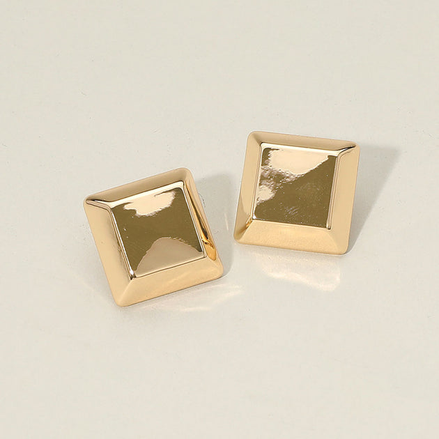 FASHNZFAB Geometric Square Stud Earrings Black 2