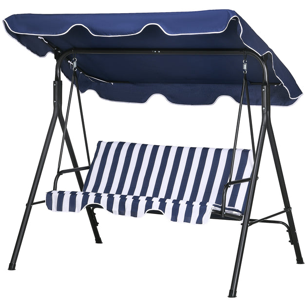 Hivvago 3-Seat Outdoor Patio Swing Dark Blue 4