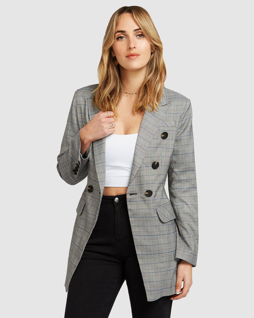 belle & bloom Too Cool For Work Plaid Blazer Grau XL 3