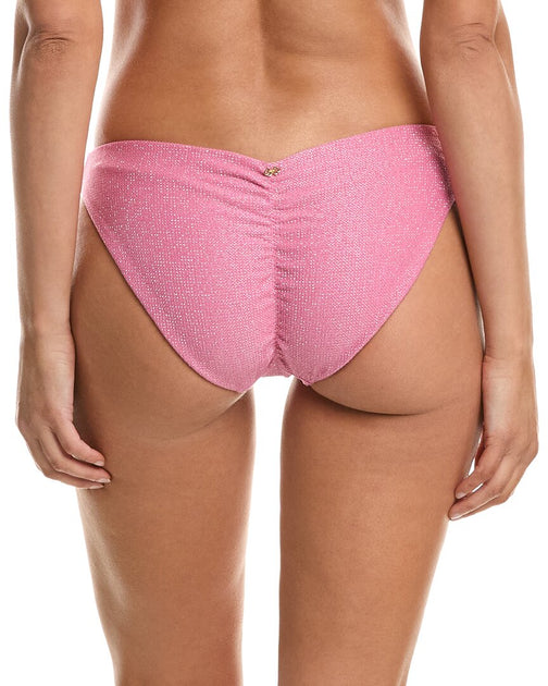 PQ Swim Basic Ruched Full Bikini Bottom Pink Medium 3