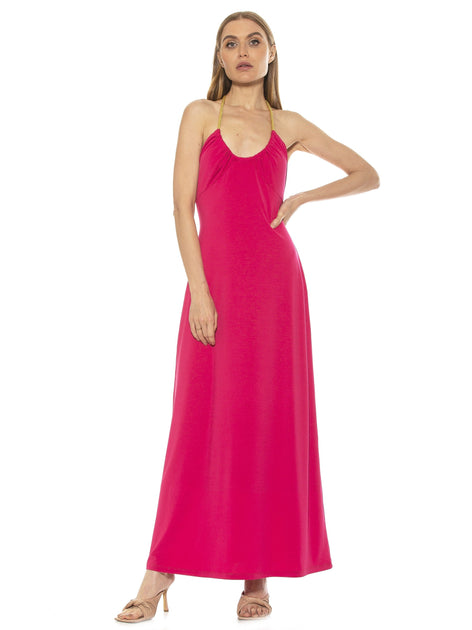 Alexia Admor Selena Maxi Dress Pink Large 2