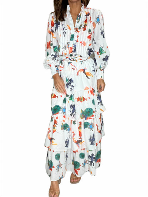 BEULAHSTYLE Mayan Ruffle Maxirock Weiß Large 4