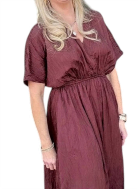 GRADE & GATHER Short Sleeve Batwing Dress Red Medium 3
