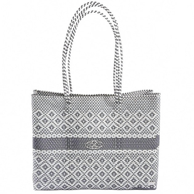 Lola's Bag Aztec Stripe Tote Bag with Clutch White One Size 3