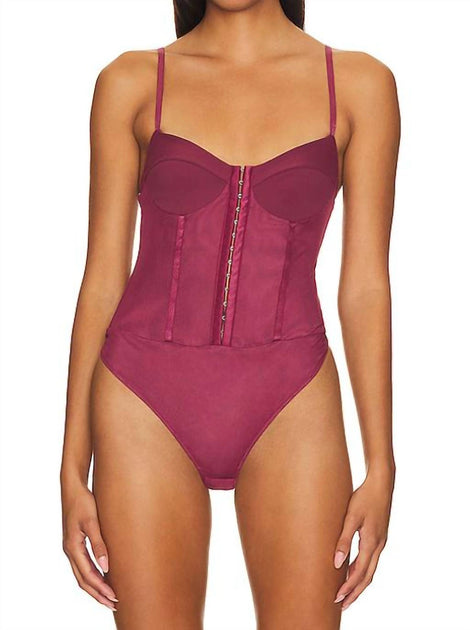 Free People Night Rhythm Corset Bodysuit Red XSmall 2