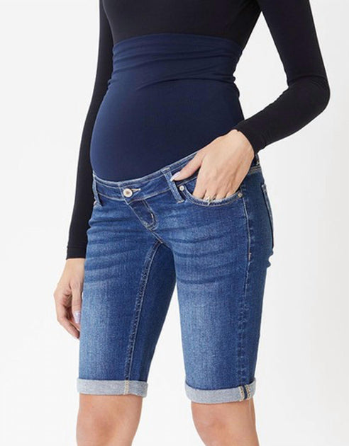KanCan Maternity Full Band Bermuda Short Blue 26 2