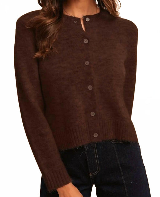 AnnieWear Melange Cropped Cardigan Brown Medium 3