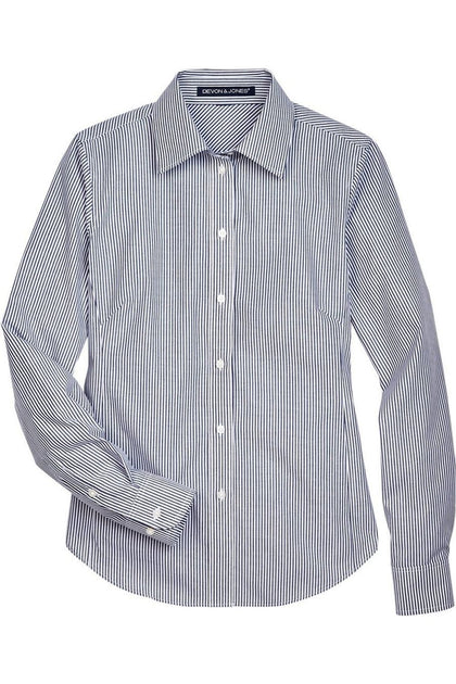 Devon & Jones Crown Collection Banker Stripe Woven Dress Shirt Multi Small 2