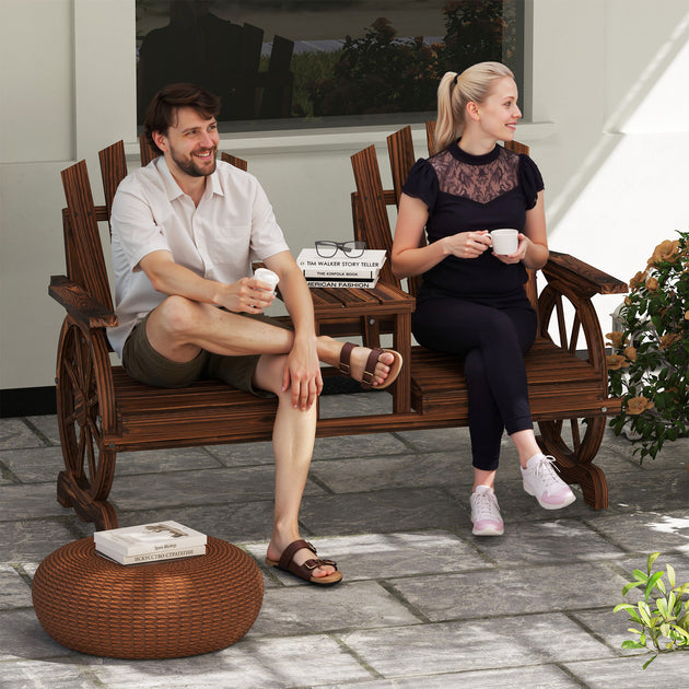 Hivvago Outdoor Patio Bench Natural Wood 4