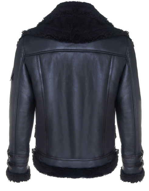 Infinity Herren Retro Schaffell Bomberjacke 4