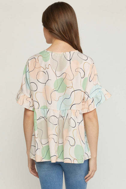 Entro Abstract Peplum Top Multi Large 4