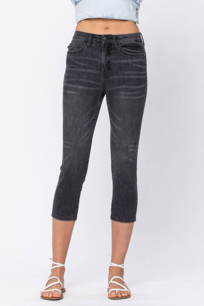 Judy Blue Cuffed Skinny Capri Pants Grey 24 2