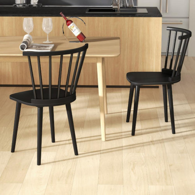 Hivvago Windsor Dining Chair Black Set of 2 2