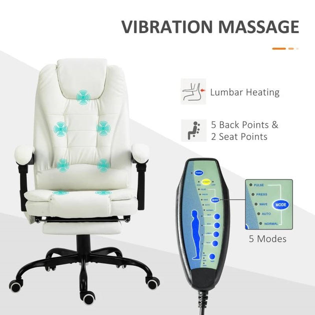 Hivvago Vibrating High Back Massage Office Chair White 3