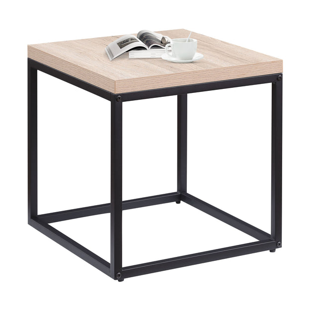 Streamdale Square Wood & Metal End Table Natural Oak 4