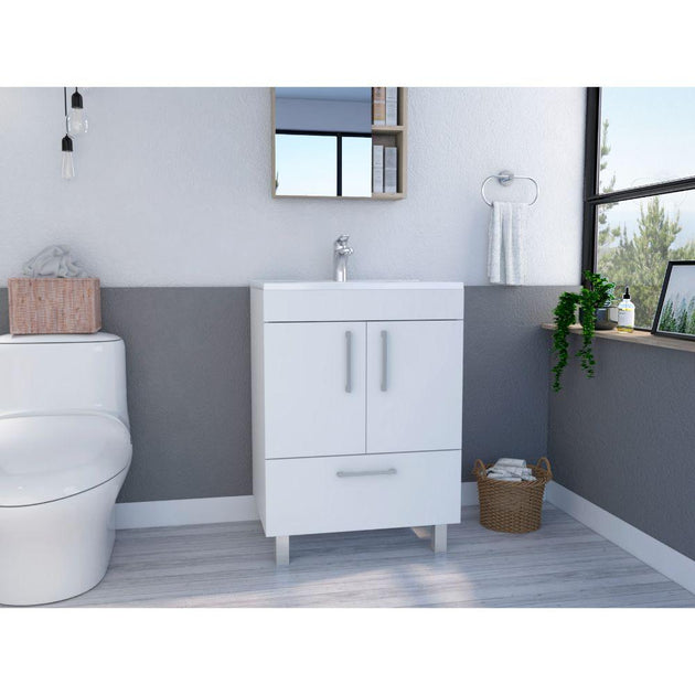 DEPOT E-SHOP Essential Single Bathroom Vanity White 2