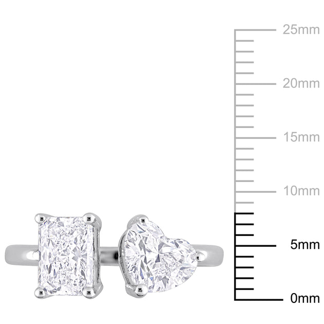 Created Forever 2ct TW Lab-Grown Diamond 2-Stone Engagement Ring Silver US 7 4