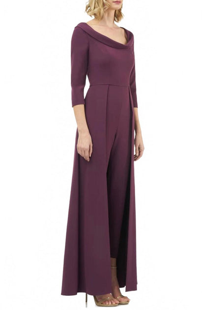 Kay Unger Fold Over Stretch Crepe Jumpsuit Red US 2 4