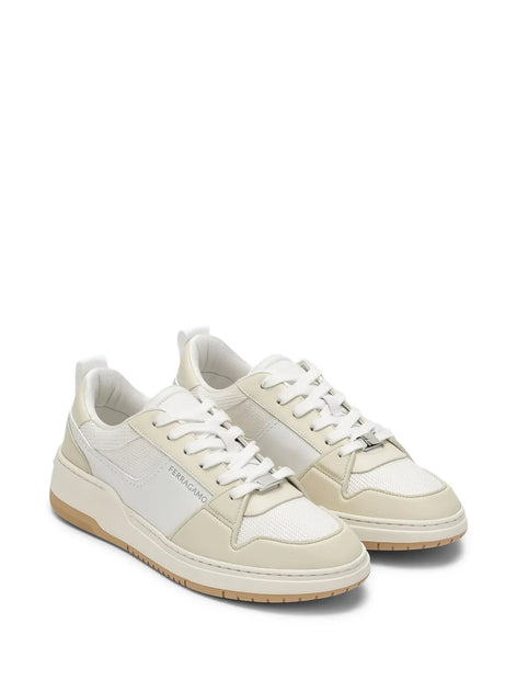 Salvatore Ferragamo Leather-Panelled Sneakers White US 7.5 3