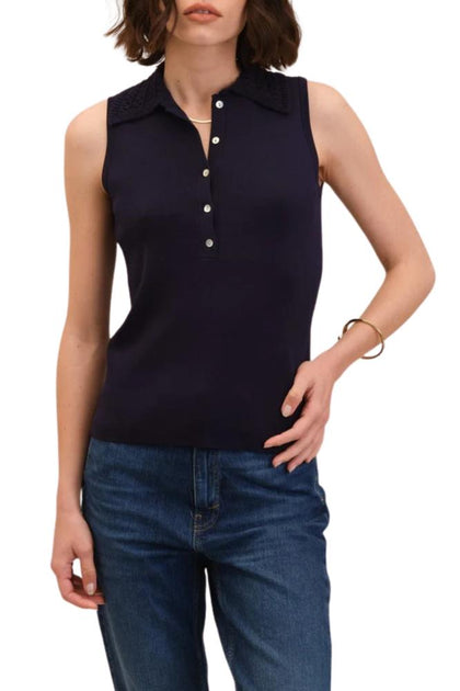 TRUEDAMES Sleeveless Polo Top Blue Large 3