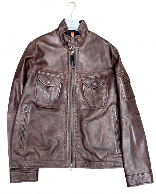 Parajumpers Tambor Leather Jacket Grey Large 3