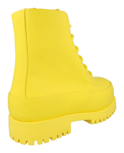 Salvatore Ferragamo Fede Leather Combat Boots Yellow US 10.5 5