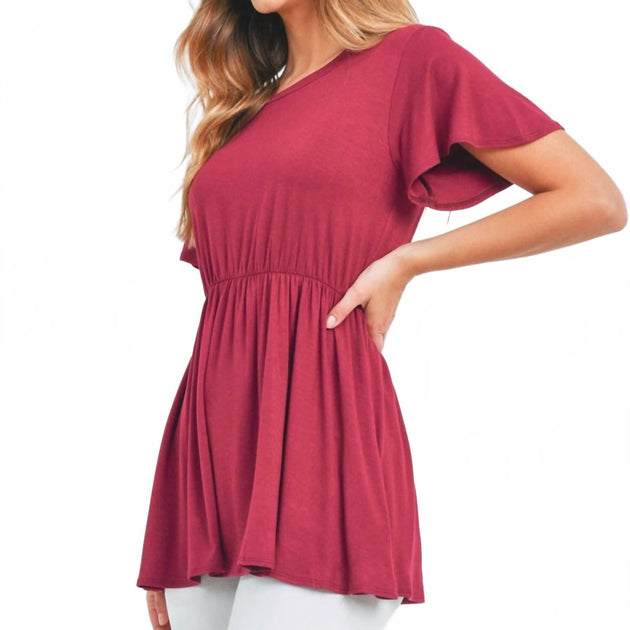 Perfect Peach Flutter Sleeve Empire Top Red Medium 4