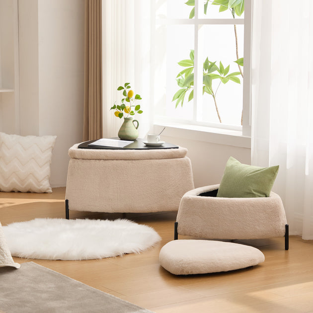 Streamdale Storage Ottoman Set Light Camel 3