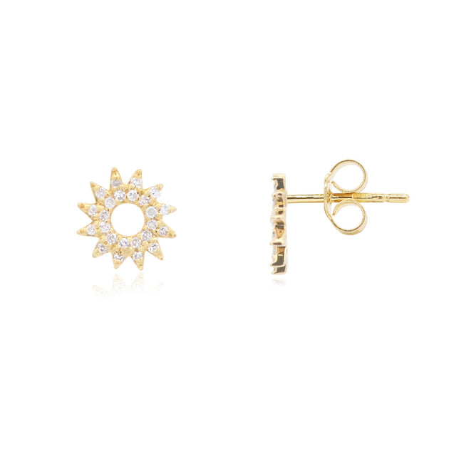 The Lovery Diamond Sun Stud Earrings Silver 2