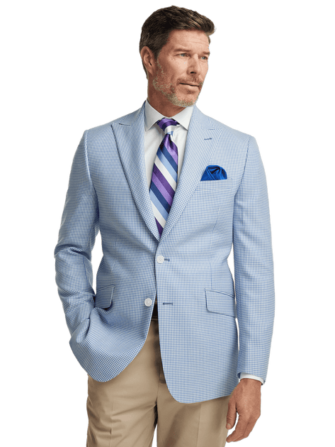 Paul Fredrick Wool Houndstooth Sport Coat Blue US 52 Long 3