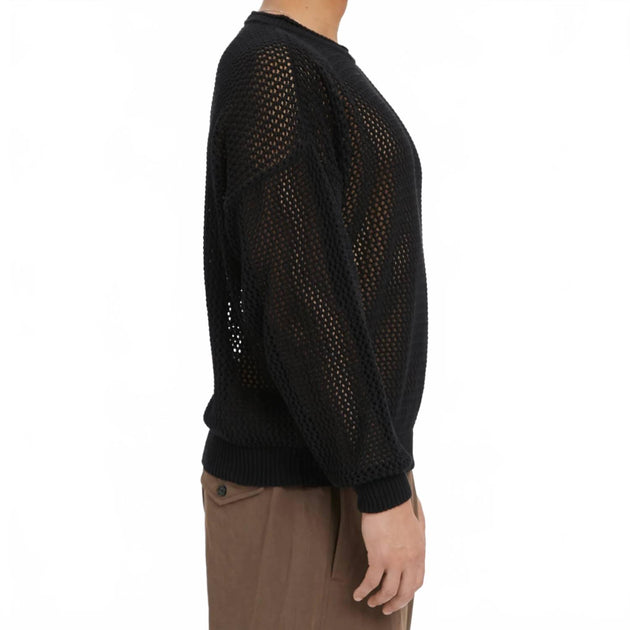 s.k. manor hill Pull Maille Ouverte Noir Large 3