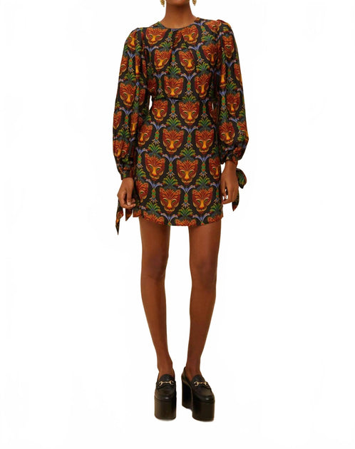 FARM Rio Boho Panther Mini Dress Black/Green XSmall 2