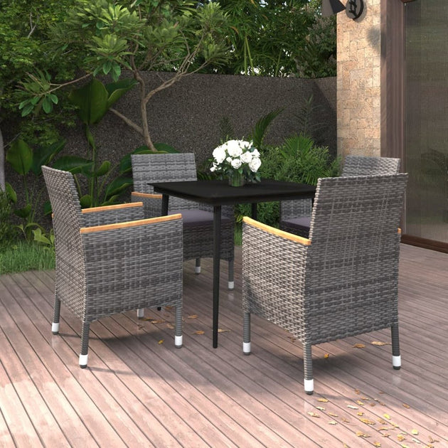 VidaXL 5 Piece Patio Dining Set Brown 9
