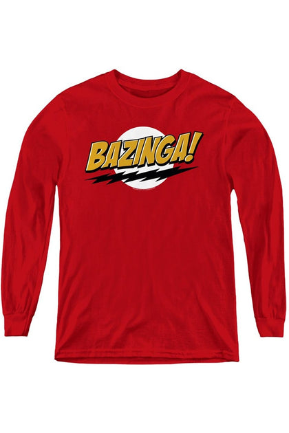 Gildan Big Bang Theory Bazinga Youth Long Sleeve Sweatshirt Red Small 2