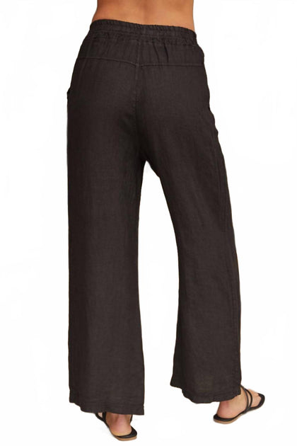 LA Relaxed Italian Linen Drawstring Pants Grey Large 3