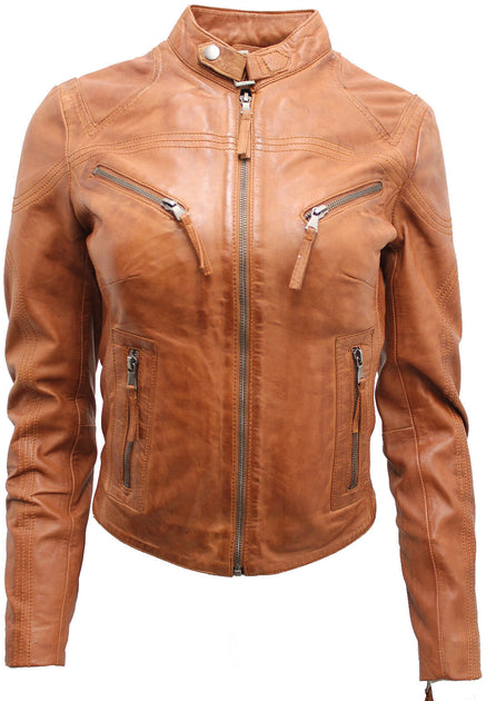 Infinity Womens Leather Biker Jacket Green US 8 2